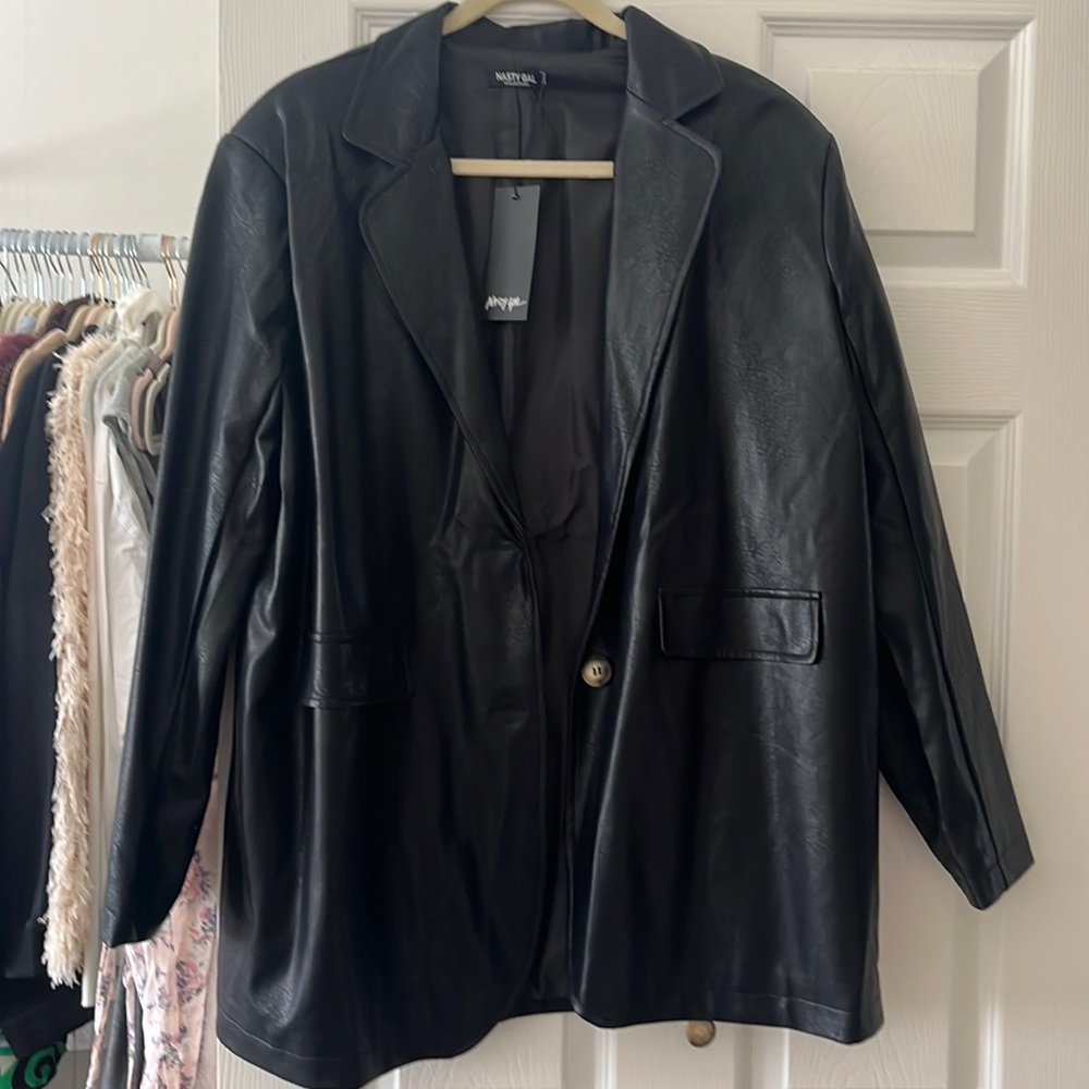 Nasty Gal Oversized Faux Leather Blazer